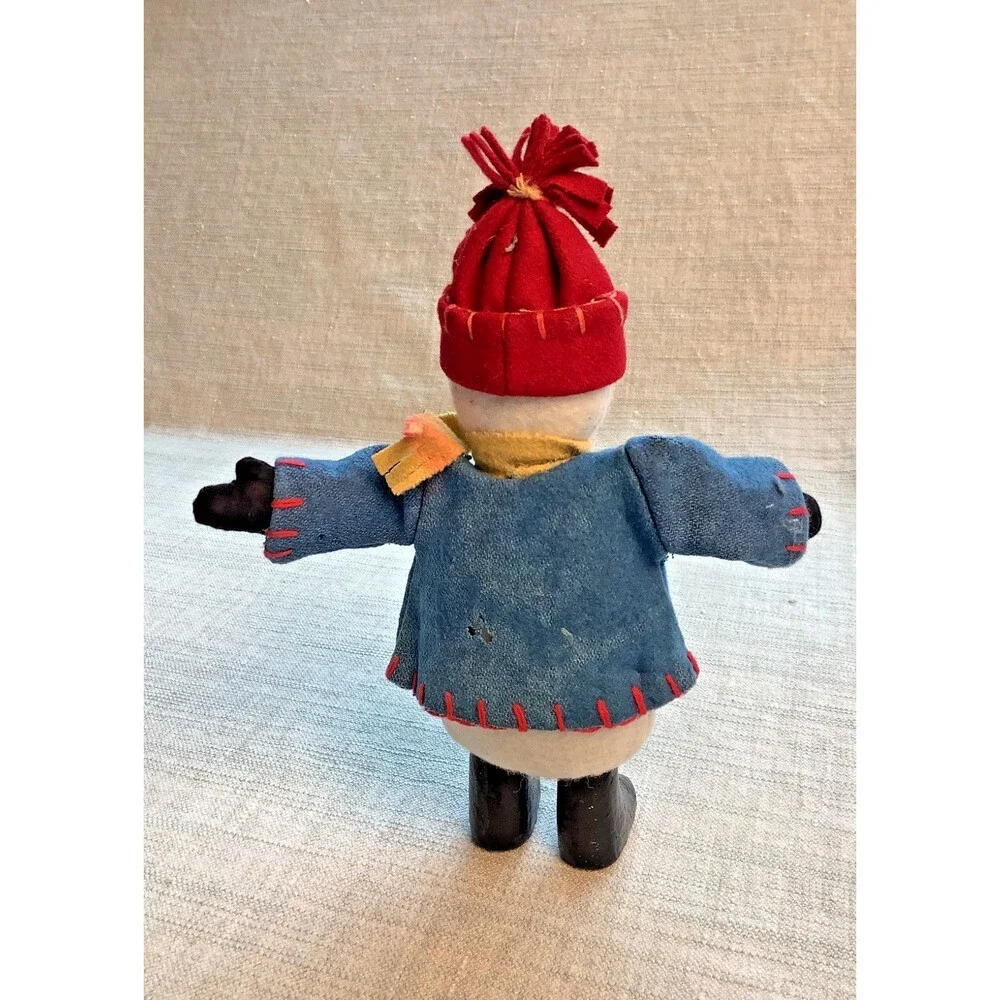Standing Snowman Folk Art Rustic Christmas Vintage Decor Cute 8 1/2